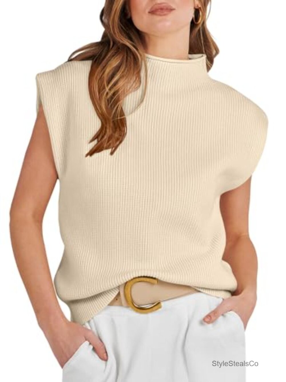 Women's Mock Neck Sleeveless Sweater Vest Knit Work Business Casual